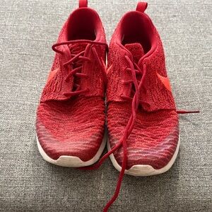 Nike Red Knit Running Shoes with White Soles